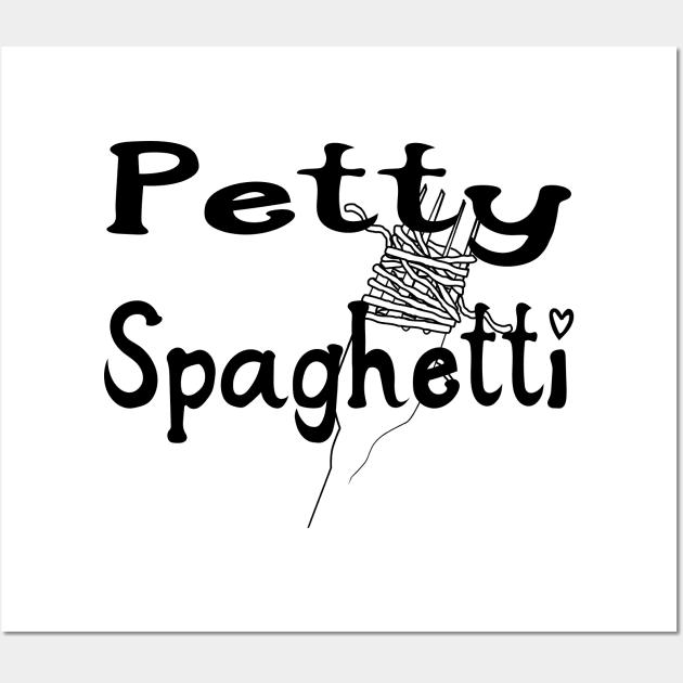 Petty Spaghetti Funny Food Design Wall Art by Punderstandable